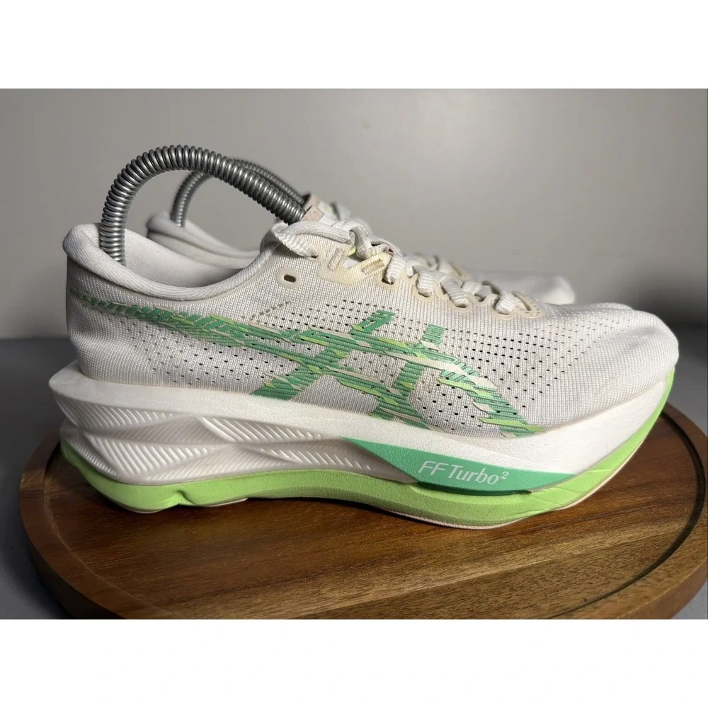 ASICS Sonicblast Road Running Trainers Shoes Womens Size 7.5 - White Vital Green